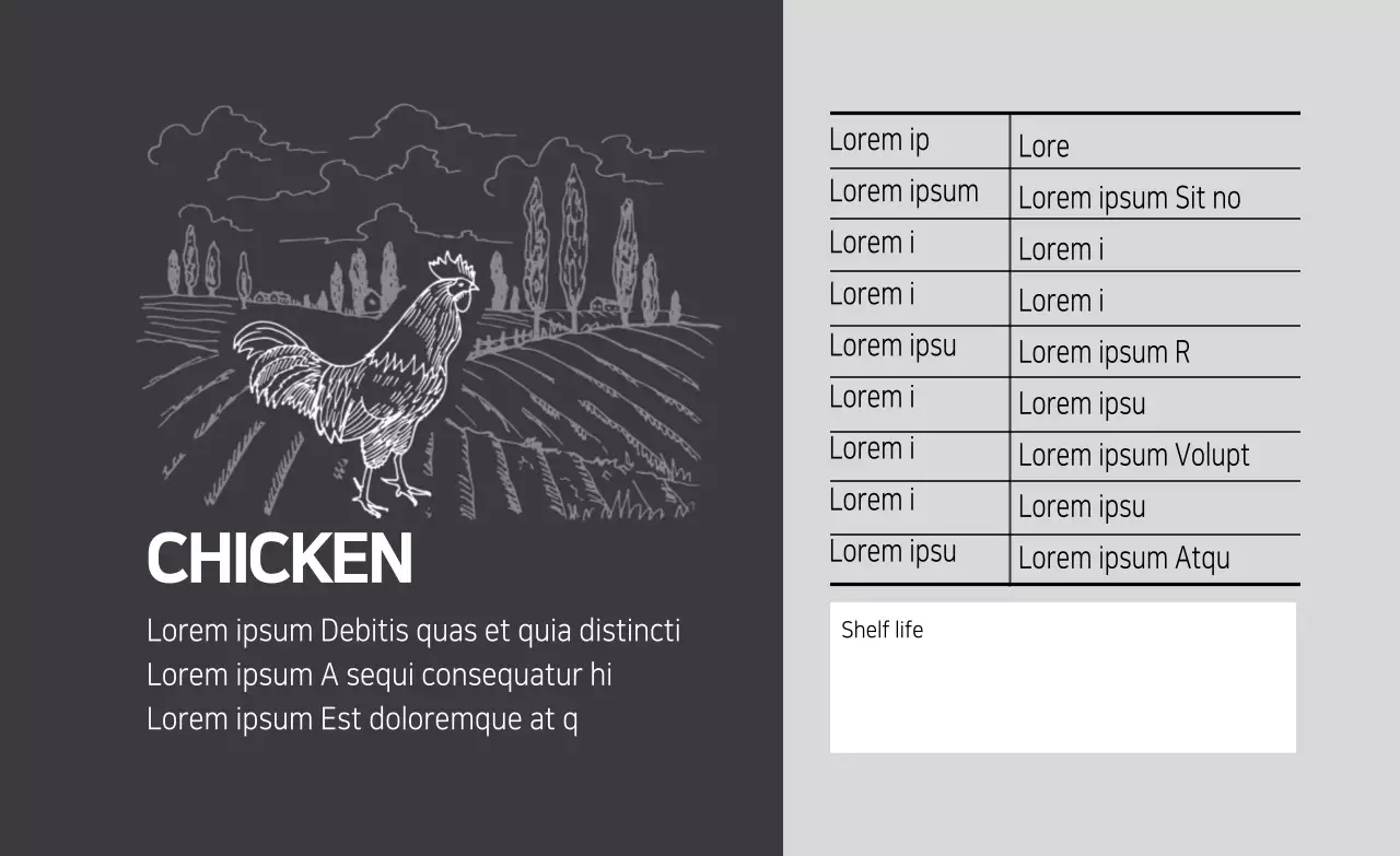 Gray Illustrated Chicken Breast Packaging Label