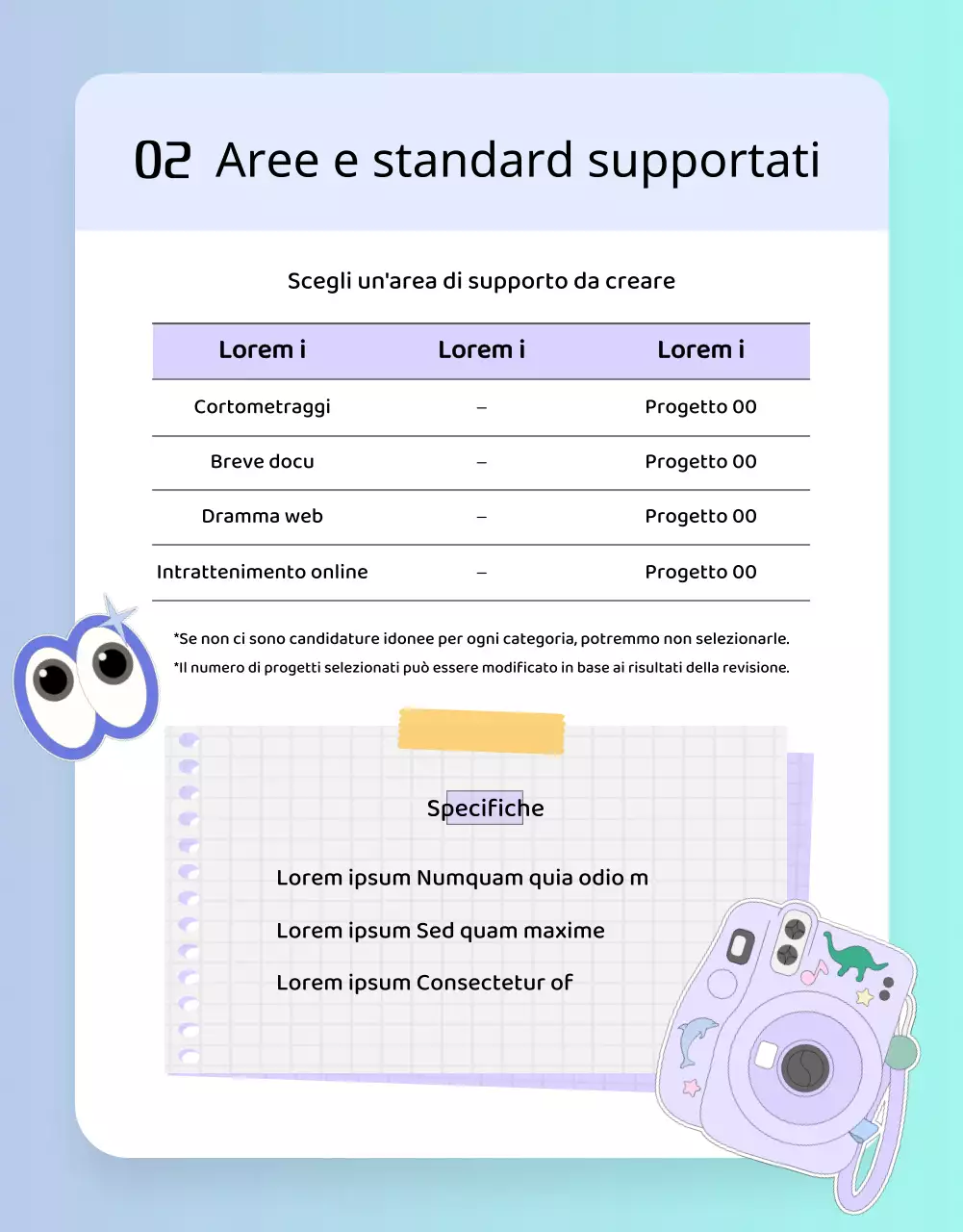 Istruzioni per il concorso di cortometraggi kitsch color malva e azzurro