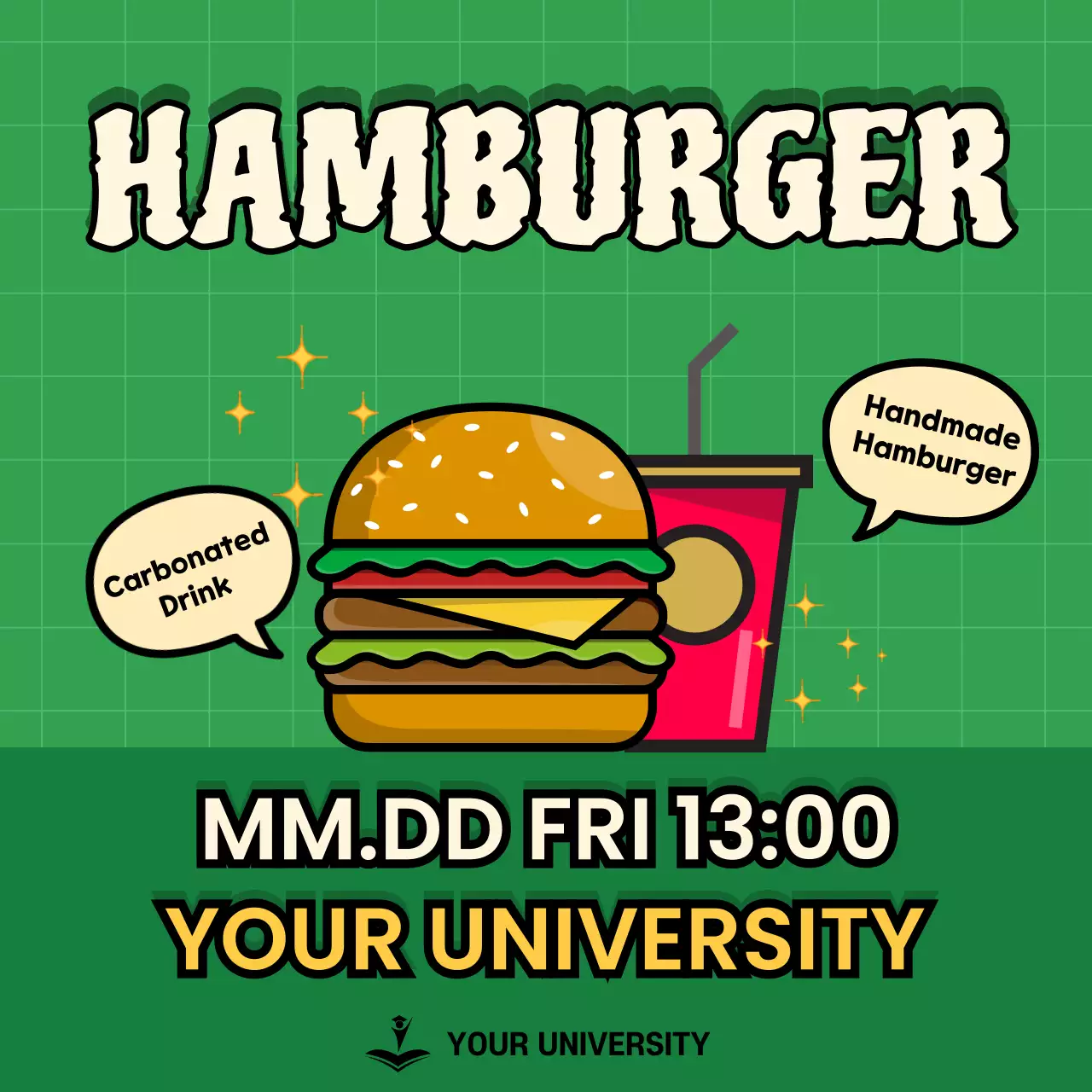 Green Retro Hamburger Event Instagram Post