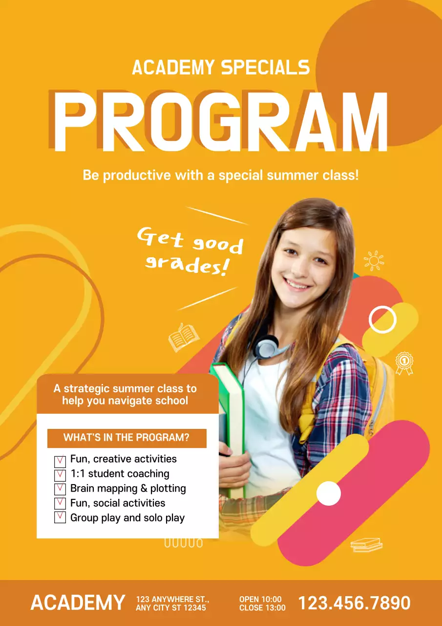 Orange Trendy Summer Class Promotion Poster