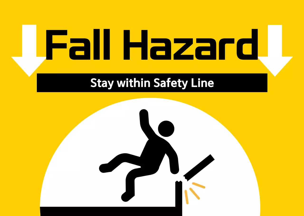 Peringatan peringatan yang menonjol dengan piktogram manusia berwarna merah dan hitam