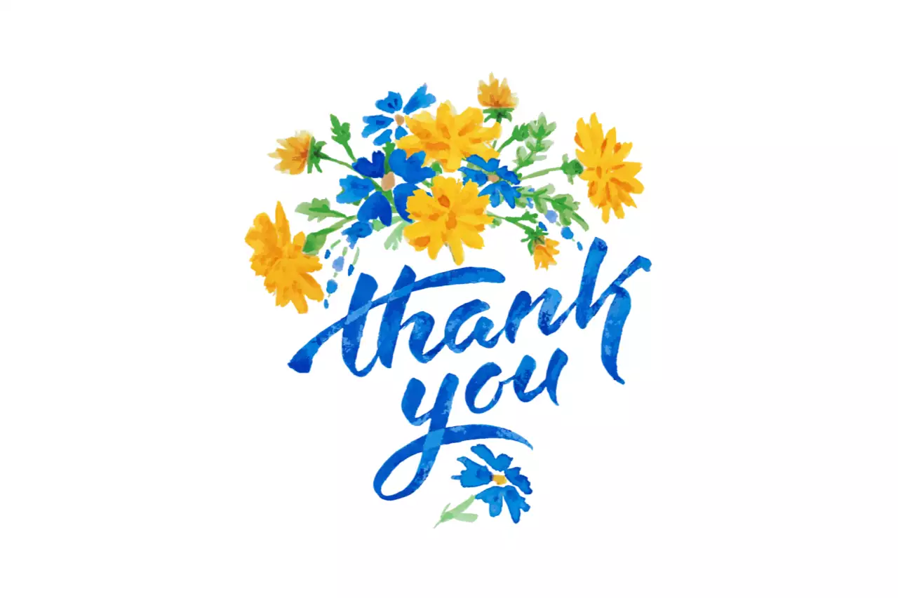 Blue Floral Thank You Card Banner