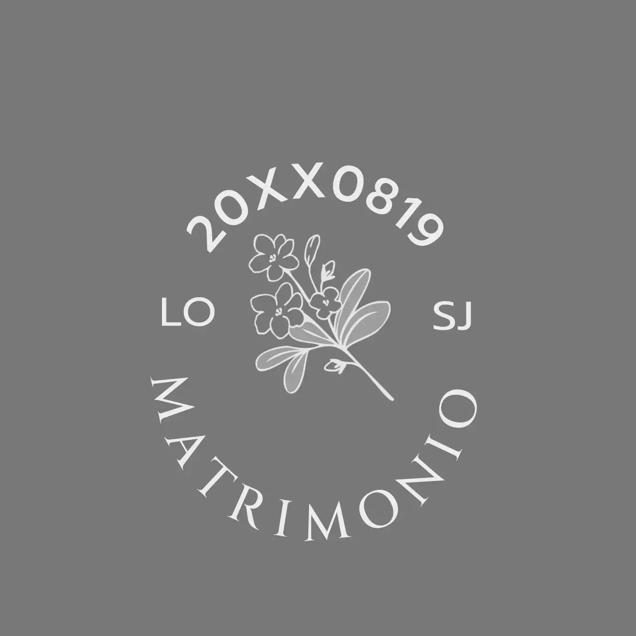 Per una partecipazione di nozze con un'illustrazione di fiori e uccelli in grigio scuro