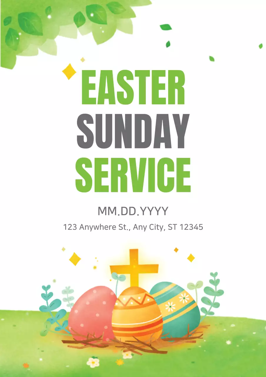 Green Traditional Easter Announcement Poster