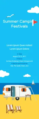 Banner de evento de acampamento minimalista azul