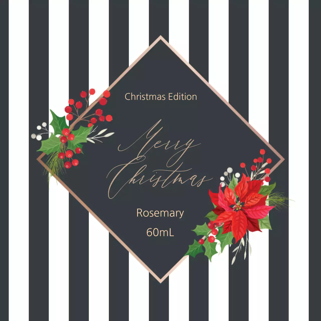 Label parfum Natal bergambar kaligrafi berwarna abu-abu