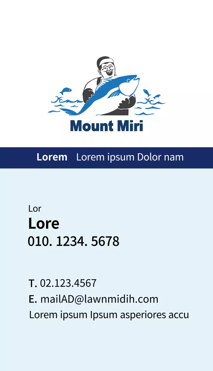 Danh thiếp câu cá đơn giản màu xanh