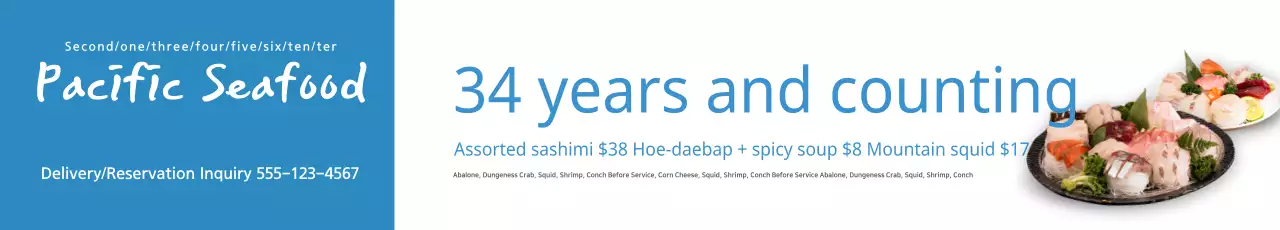 Banner de promoção de frutos do mar modernos azuis