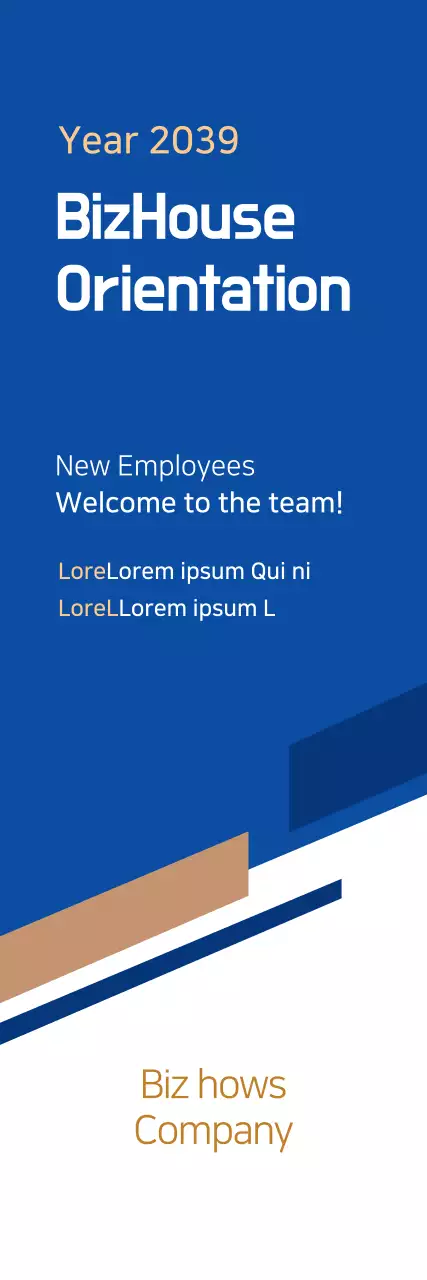 Banner de convite para orientação de funcionários moderno azul