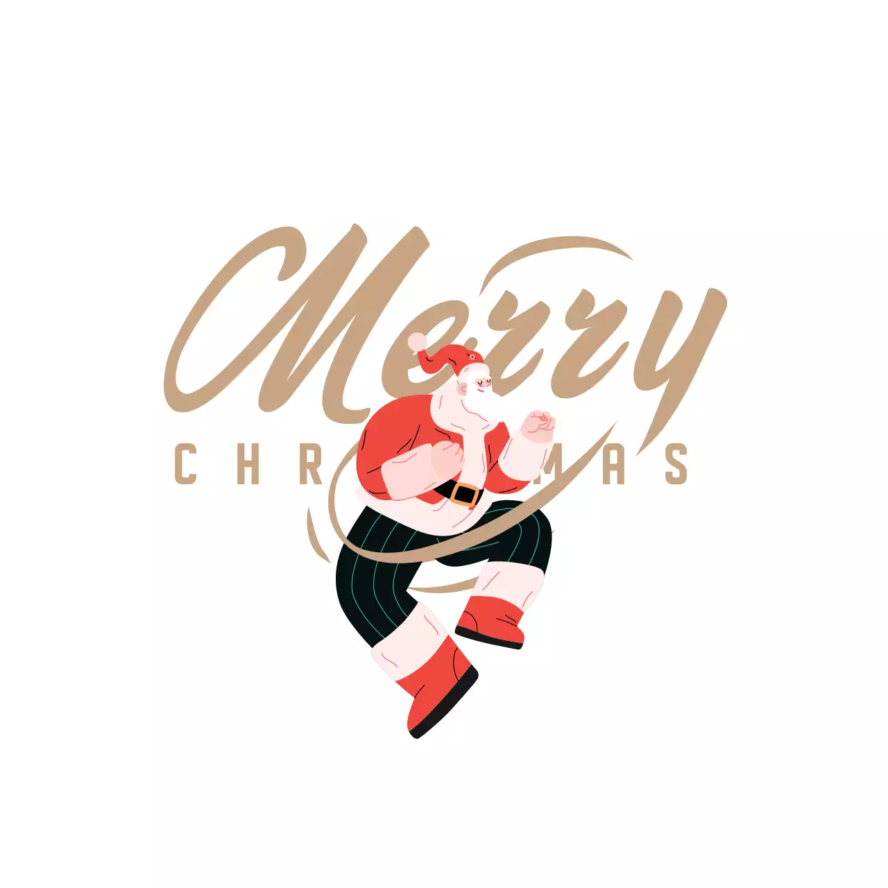 Ilustrasi merah krem label Sinterklas Natal