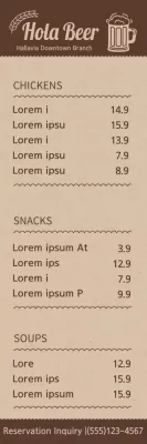 Banner de menu de restaurante rústico marrom