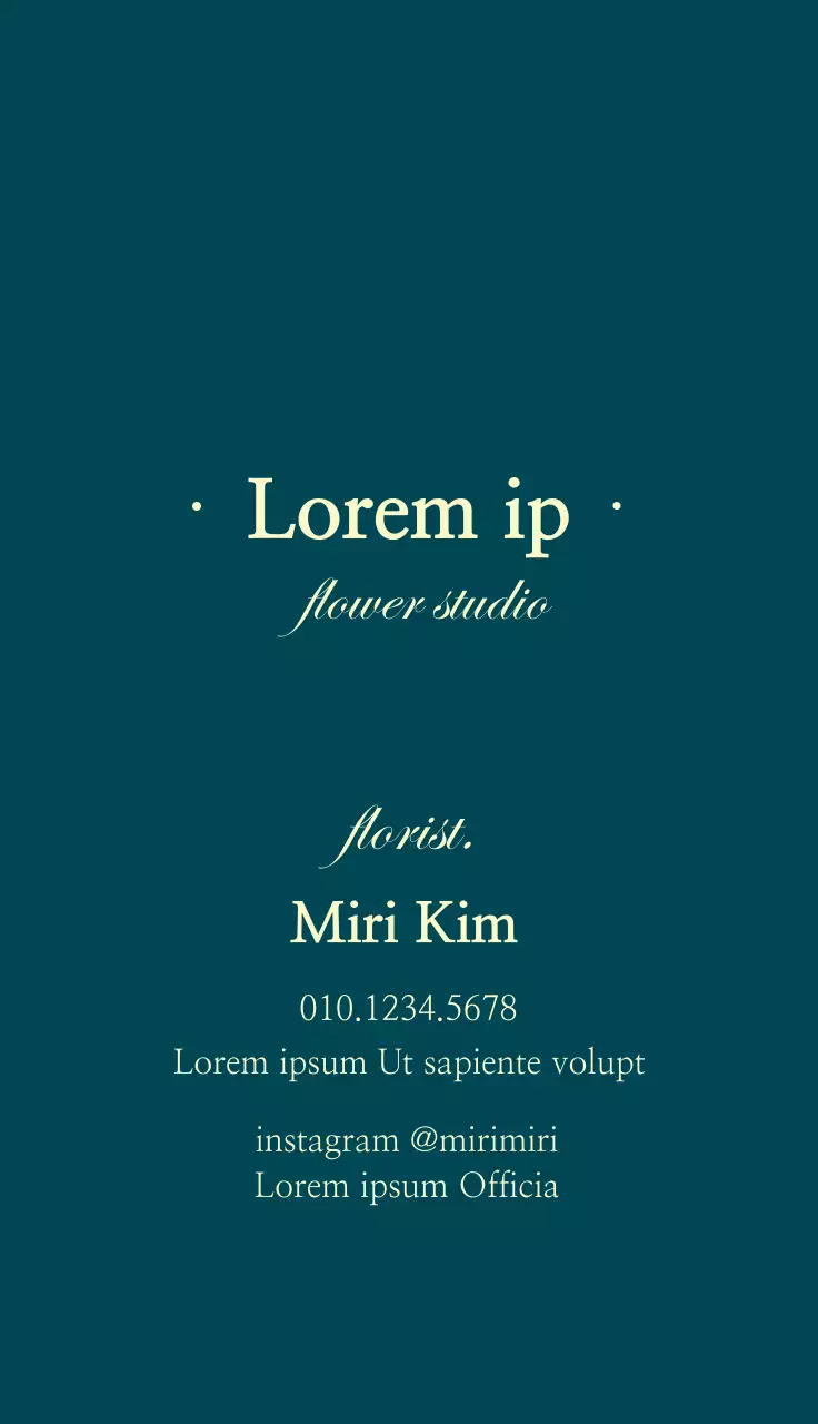 Kartu Nama Bunga Elegan Teal