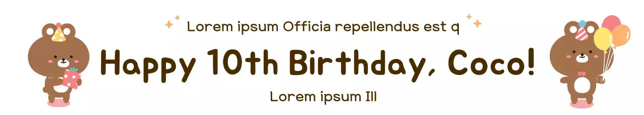 Banner de convite de aniversário fofo marrom