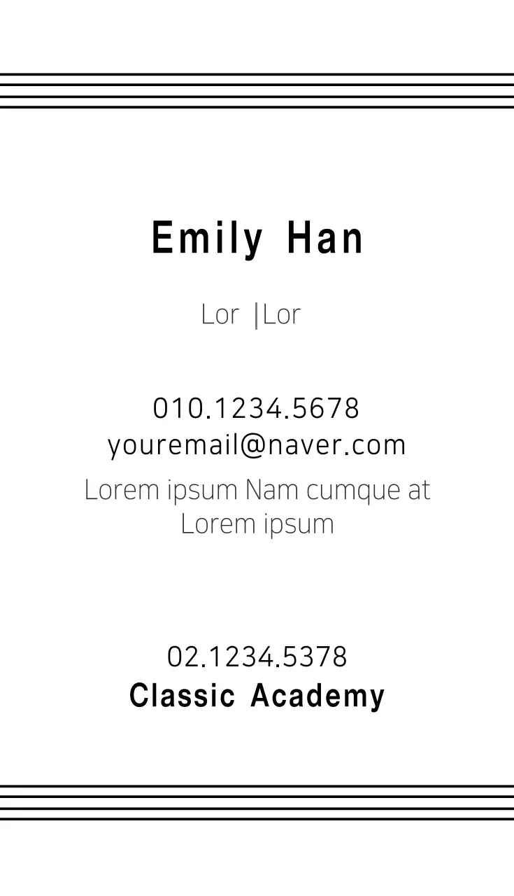 Kartu Nama Iklan Musik Klasik Hitam