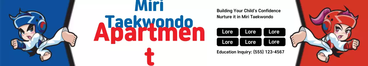 Banner de propaganda de Taekwondo de animação vermelha