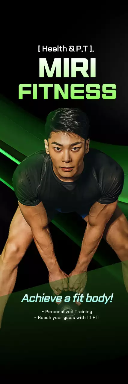 PT de fitness promocional em preto e verde fluorescente