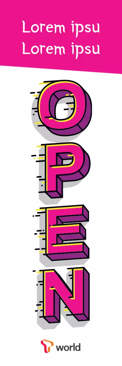 Banner de anúncio aberto em negrito rosa