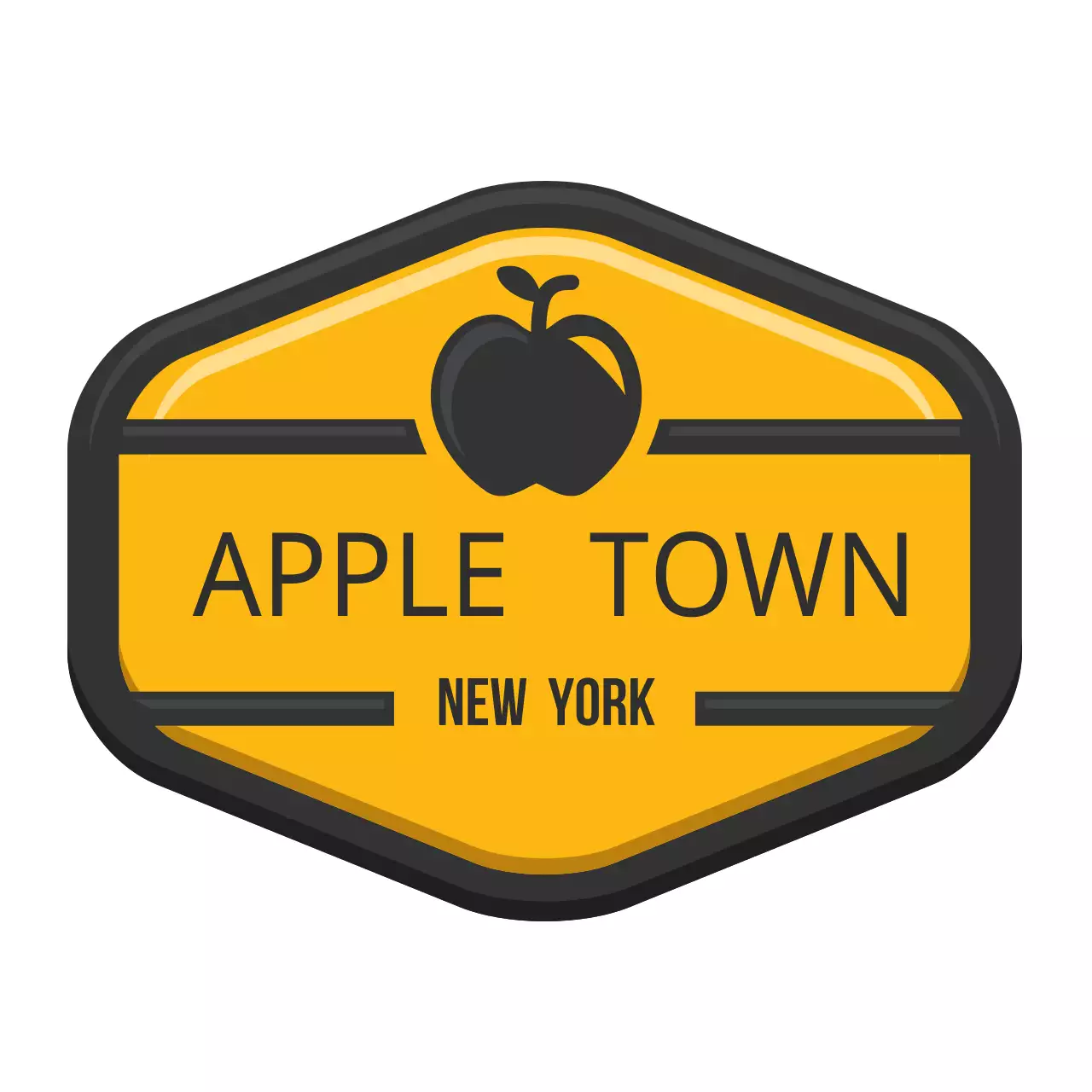 Yellow Simple Town Sign Logo