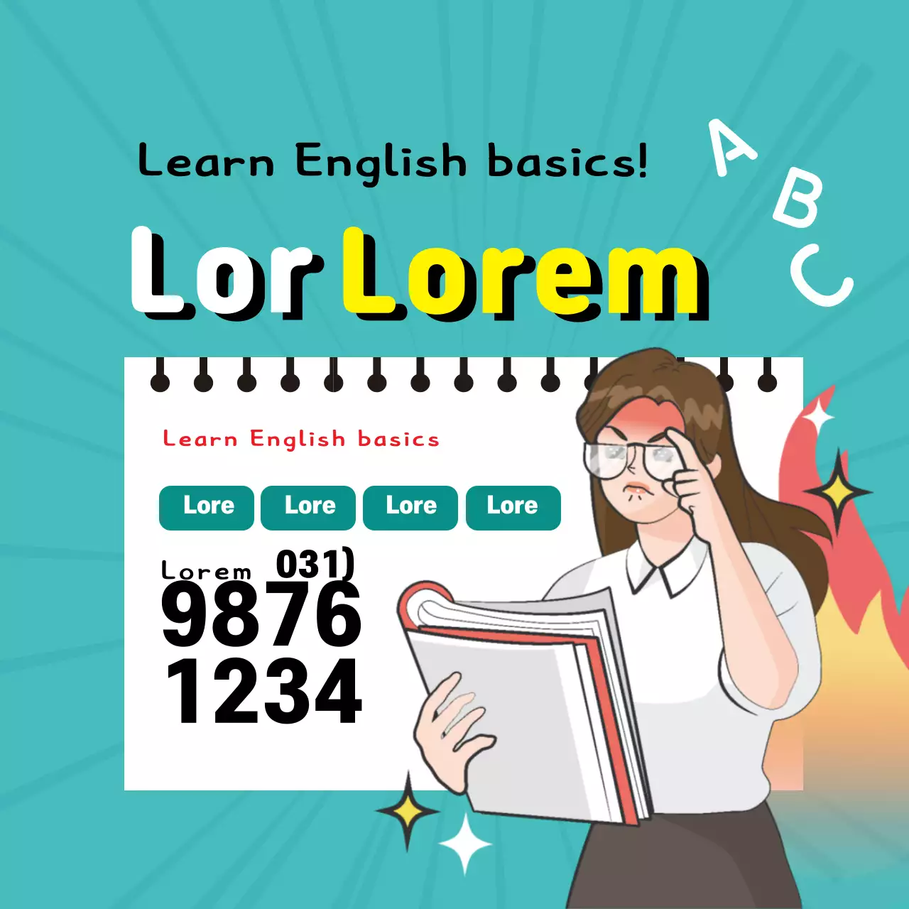 Iklan sekolah ilustrasi buku sketsa biru