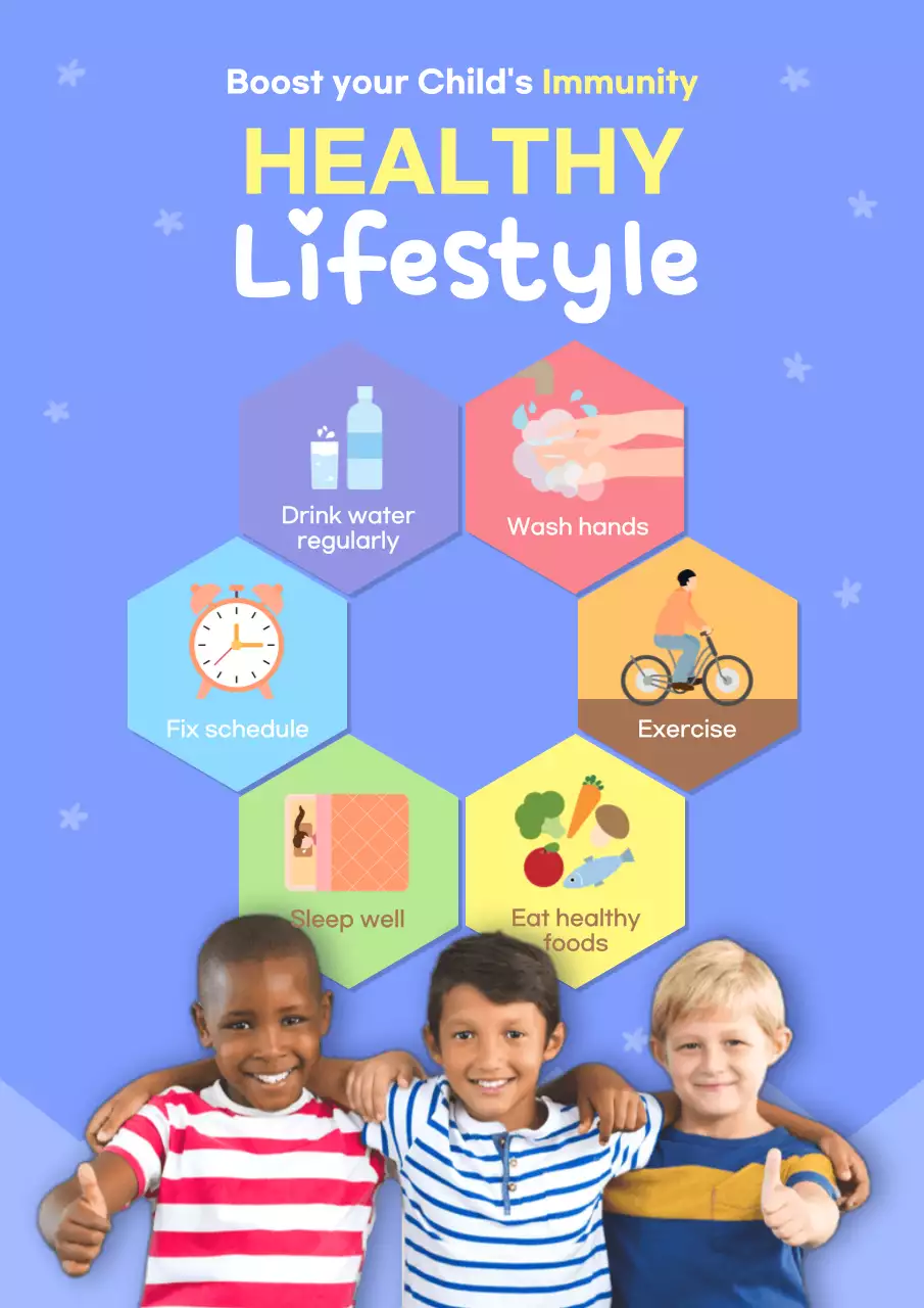 Blue Modern Healthy Lifestyle Guide Poster