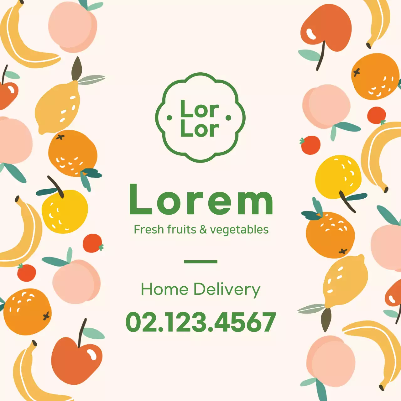 Màu xanh lá cây minh họa trái cây dễ thương rau xanh