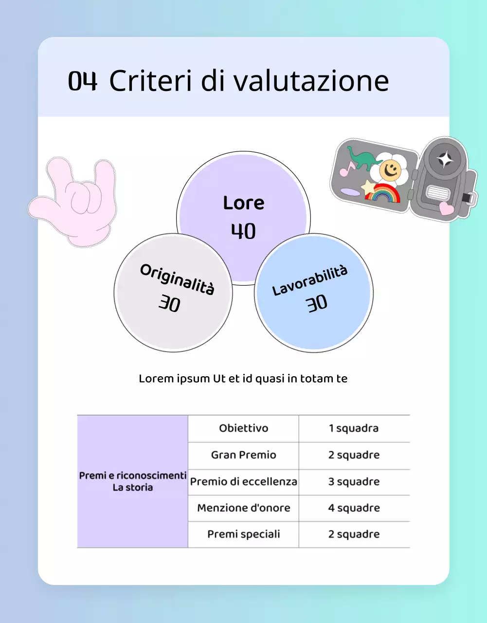 Istruzioni per il concorso di cortometraggi kitsch color malva e azzurro