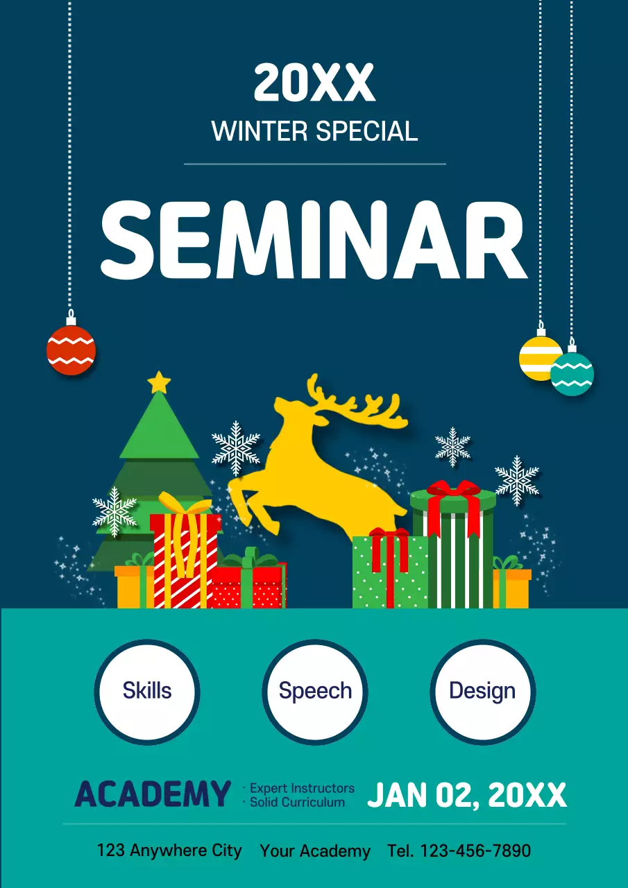 Navy Modern Winter Seminar Announcement Poster