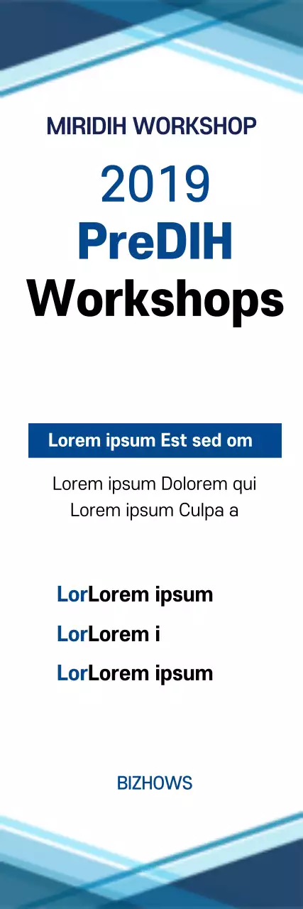 Banner de anúncio do workshop moderno azul