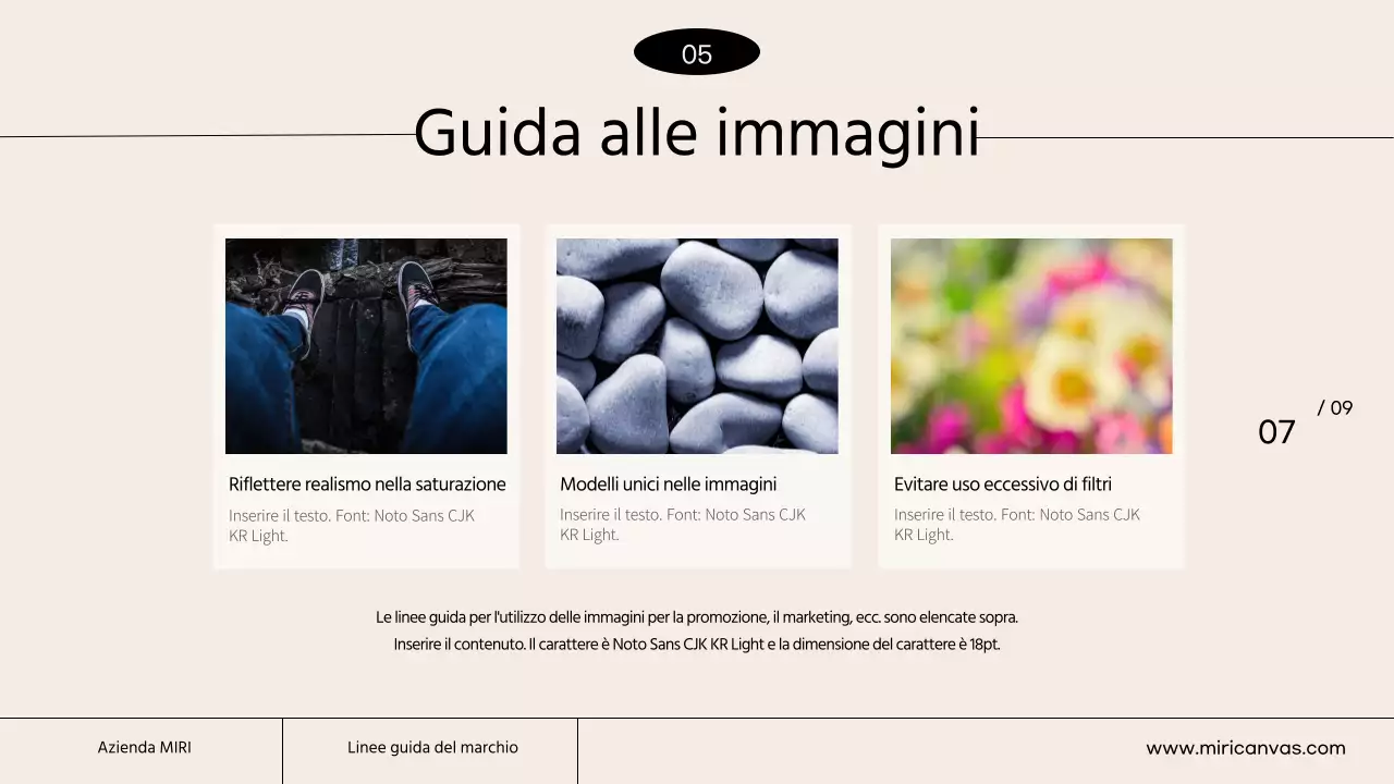 Una linea guida del marchio semplice con colori avorio e arancione