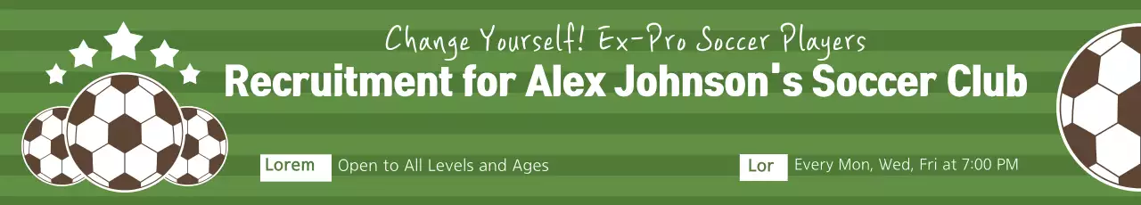 Banner de recrutamento de futebol moderno verde