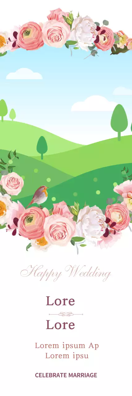 Banner de convite de casamento floral rosa