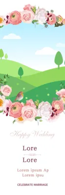 Banner de convite de casamento floral rosa