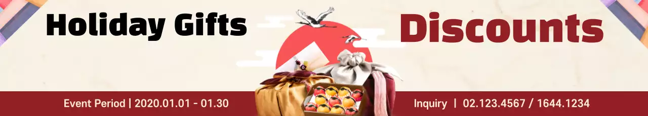 Banner de promoção de feriado tradicional vermelho