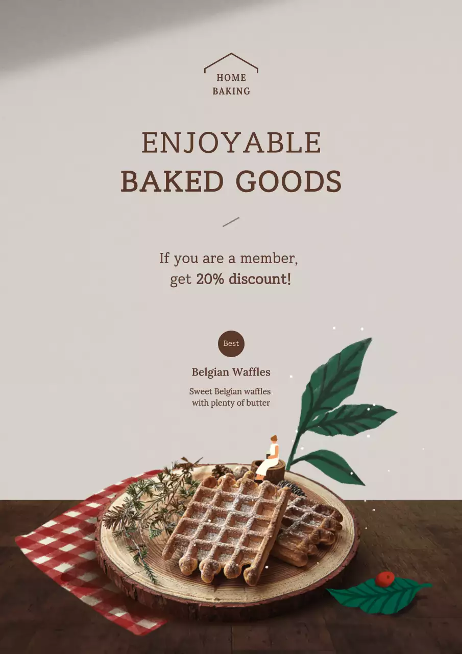 Beige Rustic Baked Goods Promotion Poster