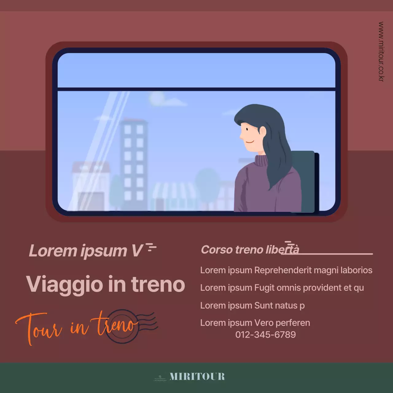 Promuovete i viaggi in treno con illustrazioni di treni marroni