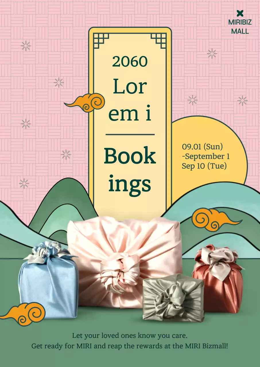 Pemesanan di muka untuk hadiah Tahun Baru Imlek tradisional berwarna merah muda dan hijau