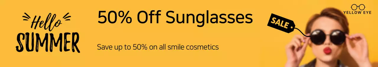 Banner de promoção de verão amarelo da moda