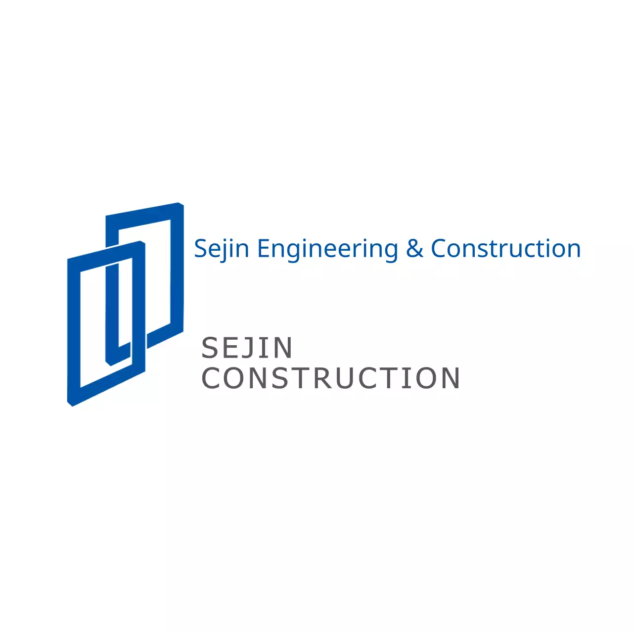 Blue Geometric Construction Business Logo