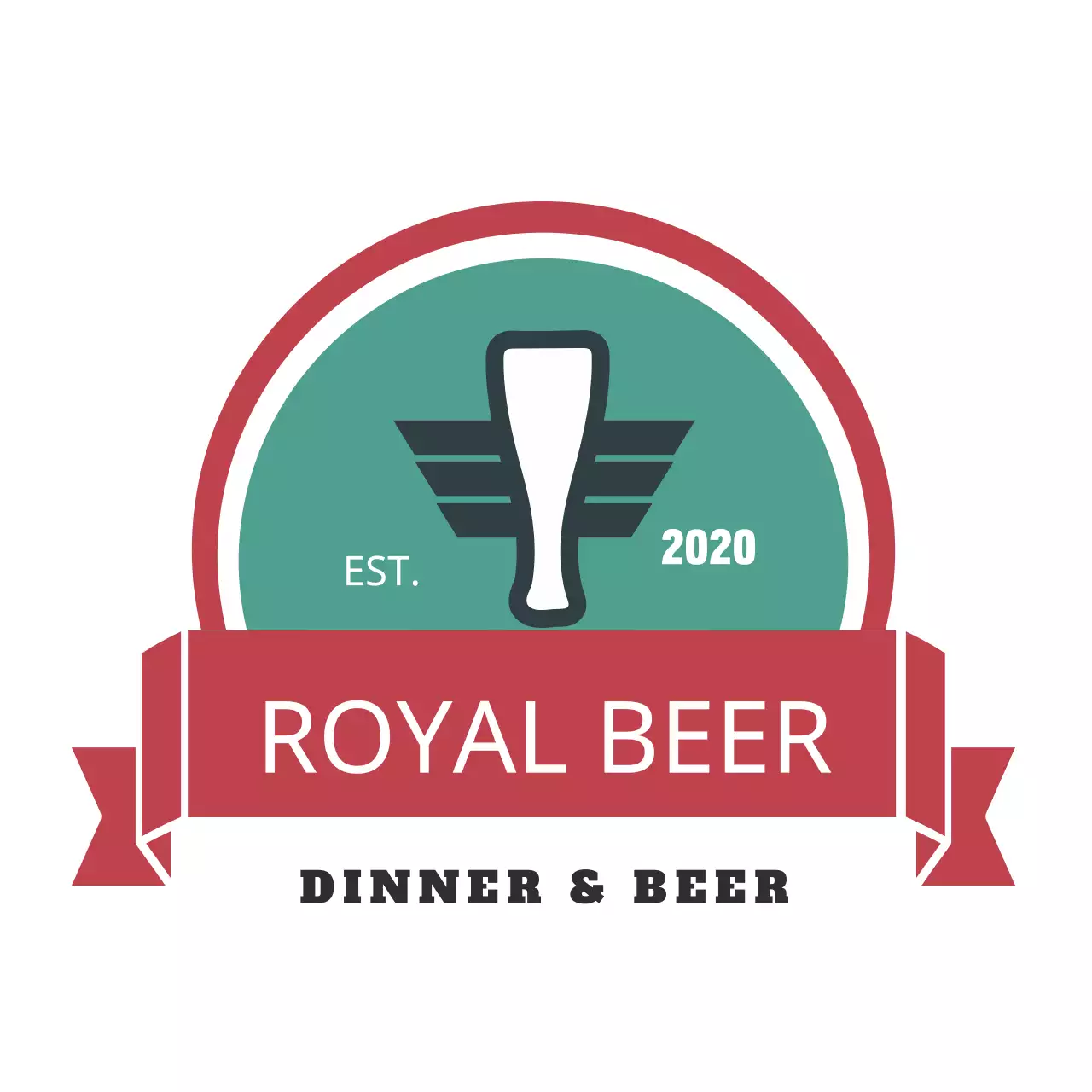 Red Vintage Beer Advertisement Logo