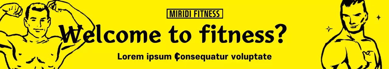 Banner de propaganda de fitness retrô amarelo