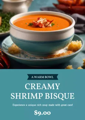 Teal Minimal Soup Promotion Poster