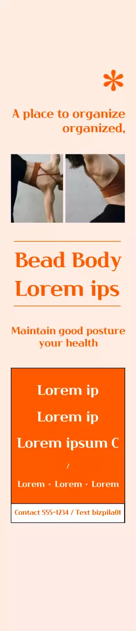 Spanduk promosi Pilates dengan latar belakang oranye