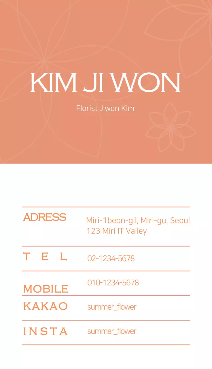 danh thiếp cửa hàng hoa