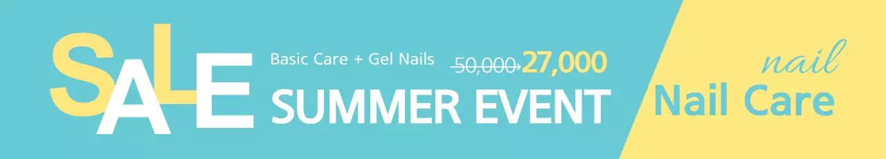 Banner de promoção de unhas modernas amarelas