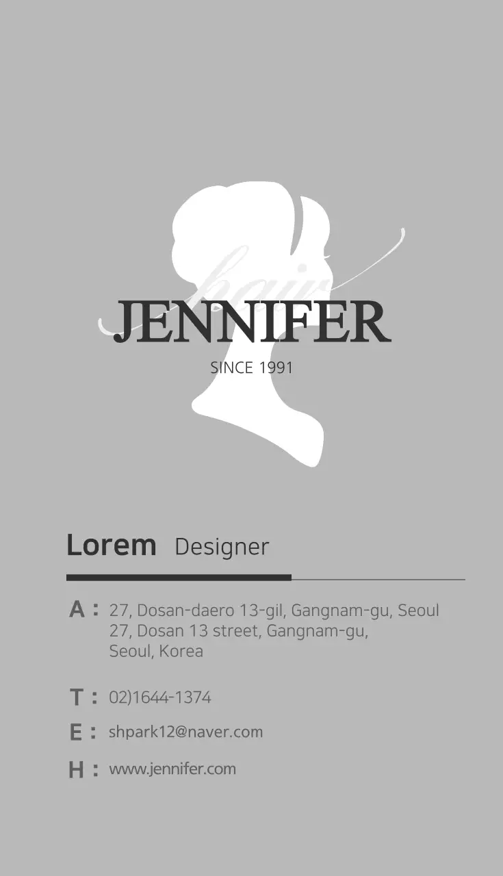 Cartão de visita de cabelo cinza minimalista