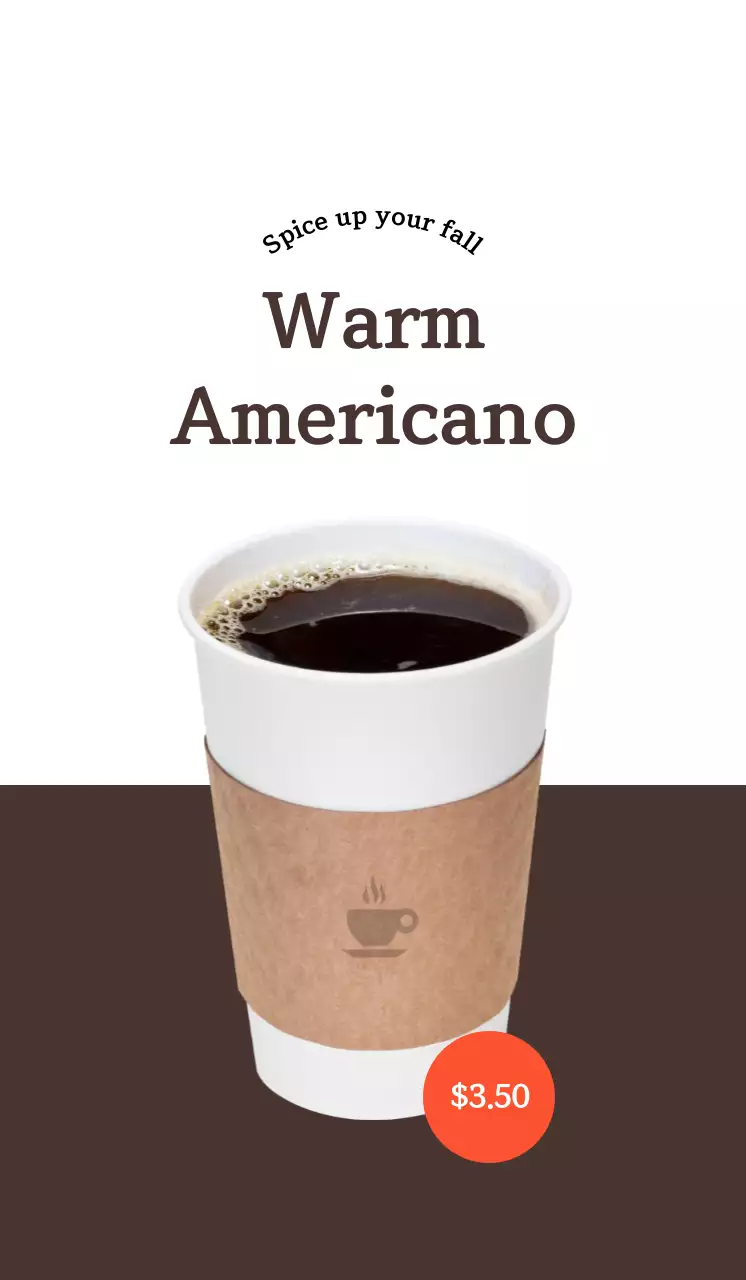 Mempromosikan kopi kafe dengan warna putih dan coklat yang kontras