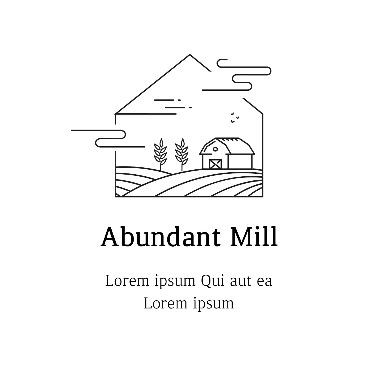 Ilustrasi putih label iklan pabrik makanan bersih