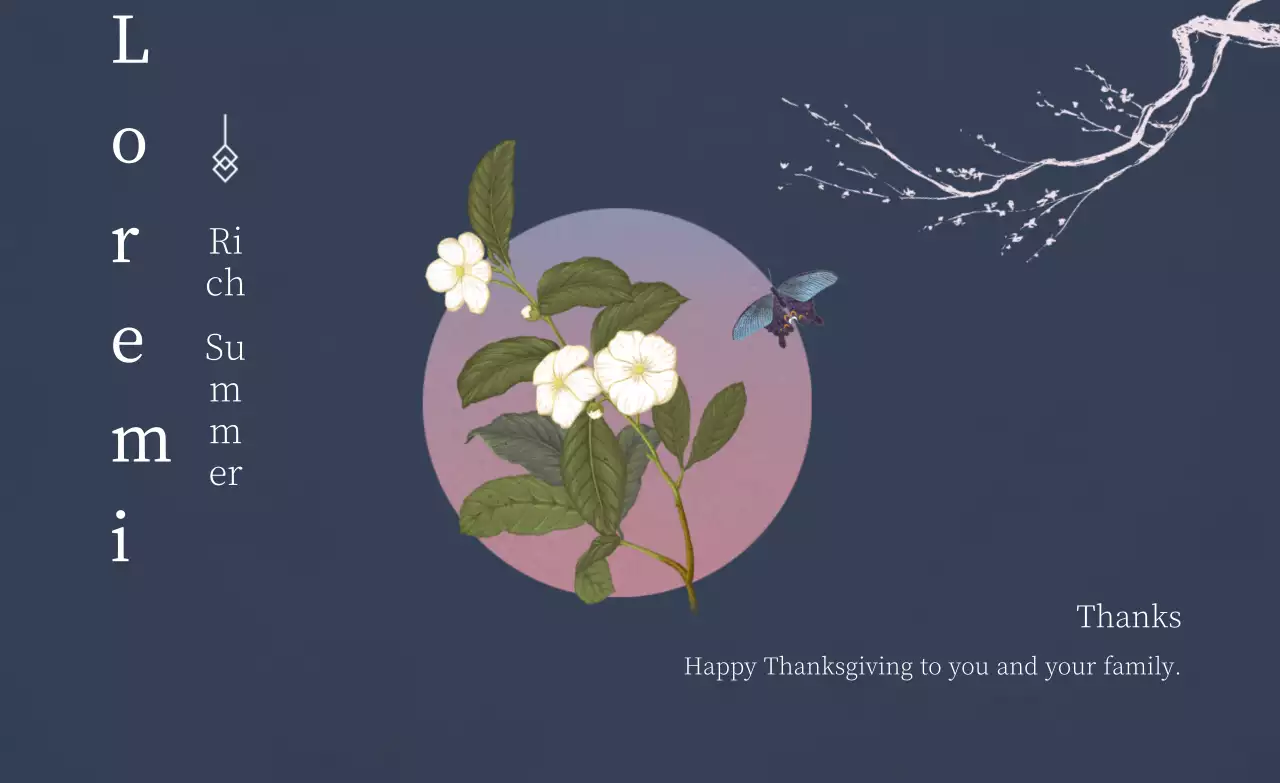 Navy Elegant Thanksgiving Card Banner