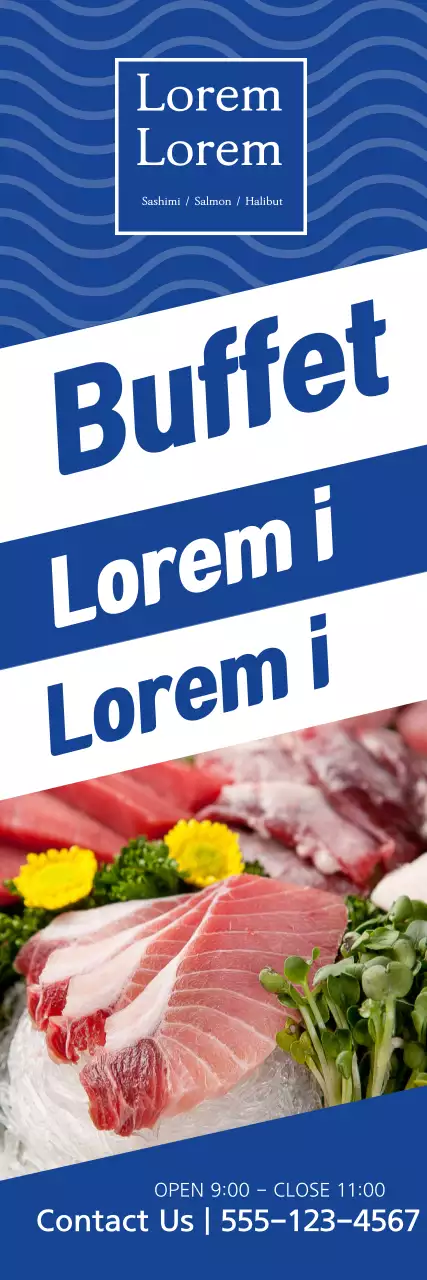 Banner promocional de buffet moderno azul