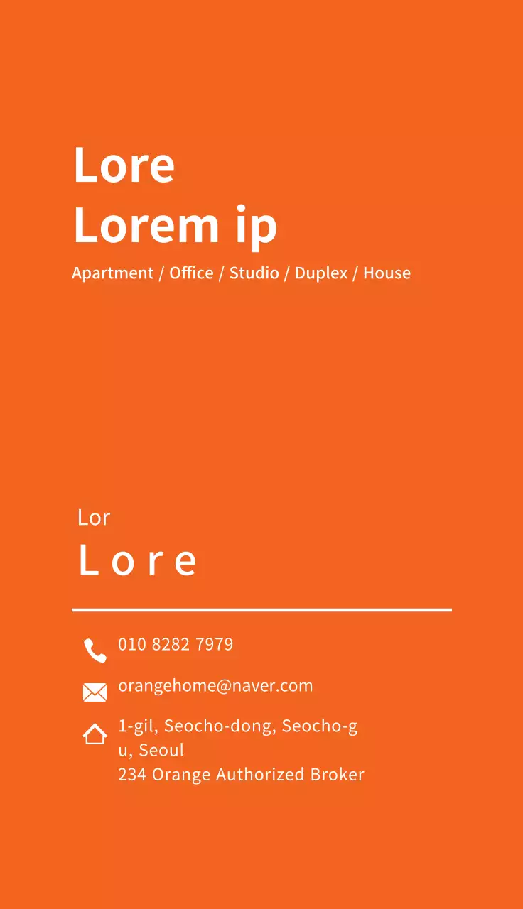 Kartu Nama Iklan Properti Minimal Oranye